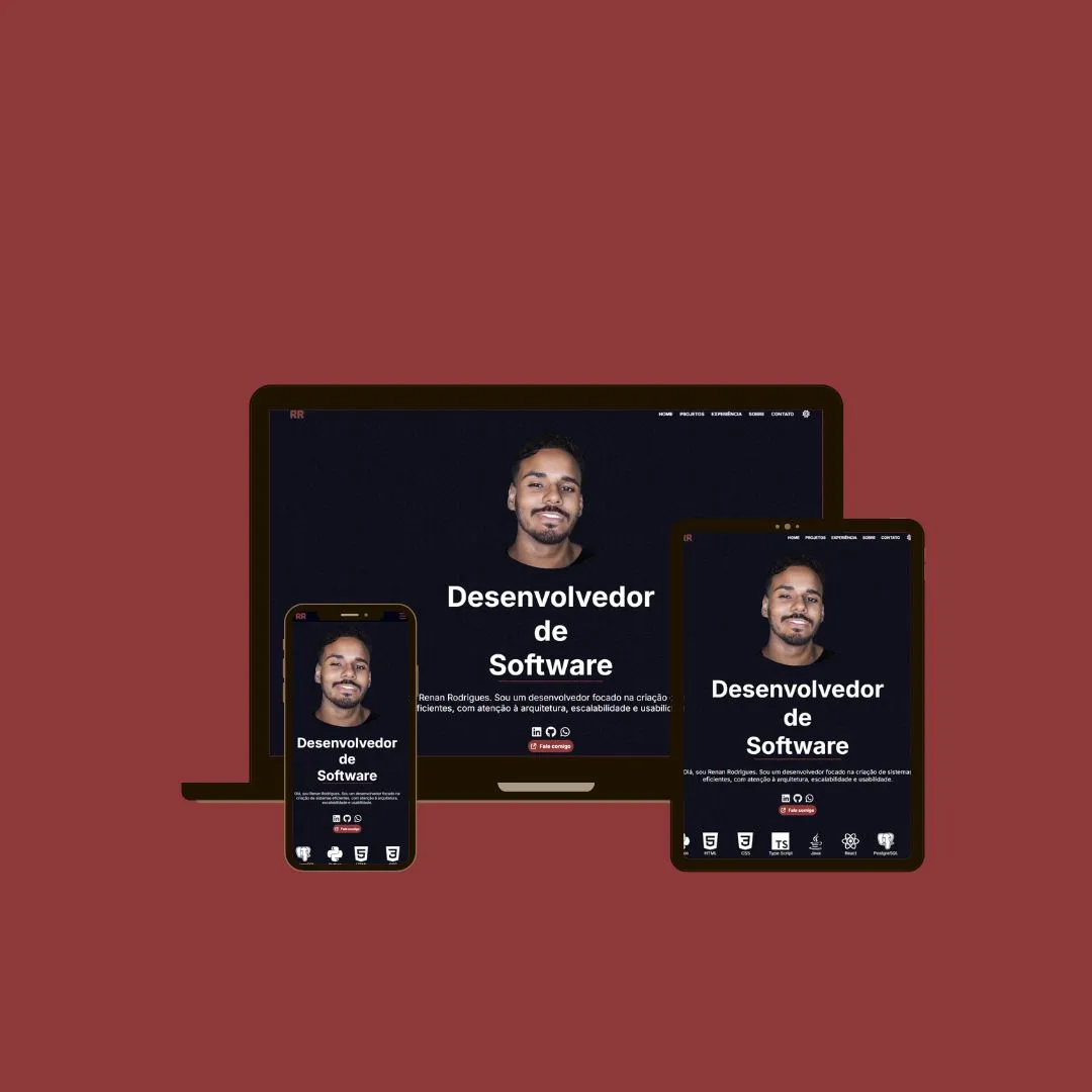 Mockup com imagens do meu portfólio em dispositivos diferentes.