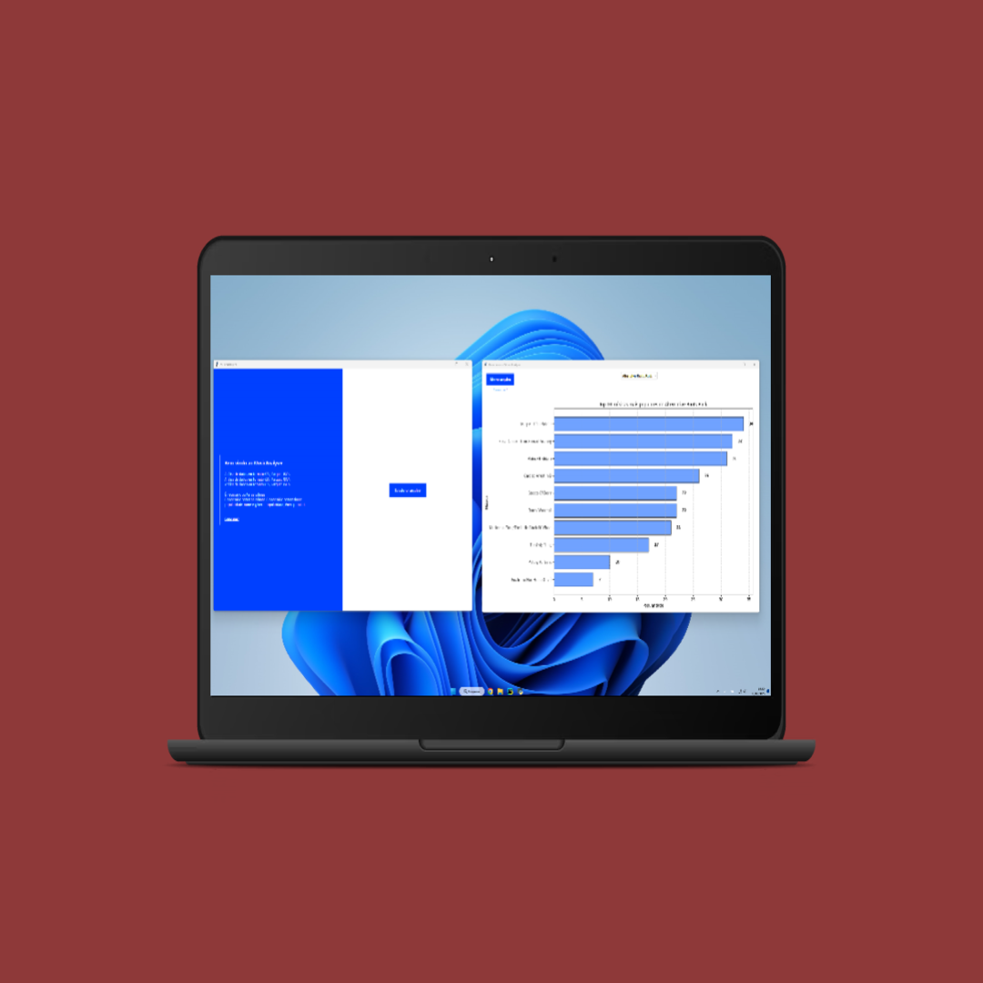 Mockup com o aplicativo desktop do Music Analyser.